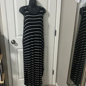 MTS Black and White Striped Maxi Dress
